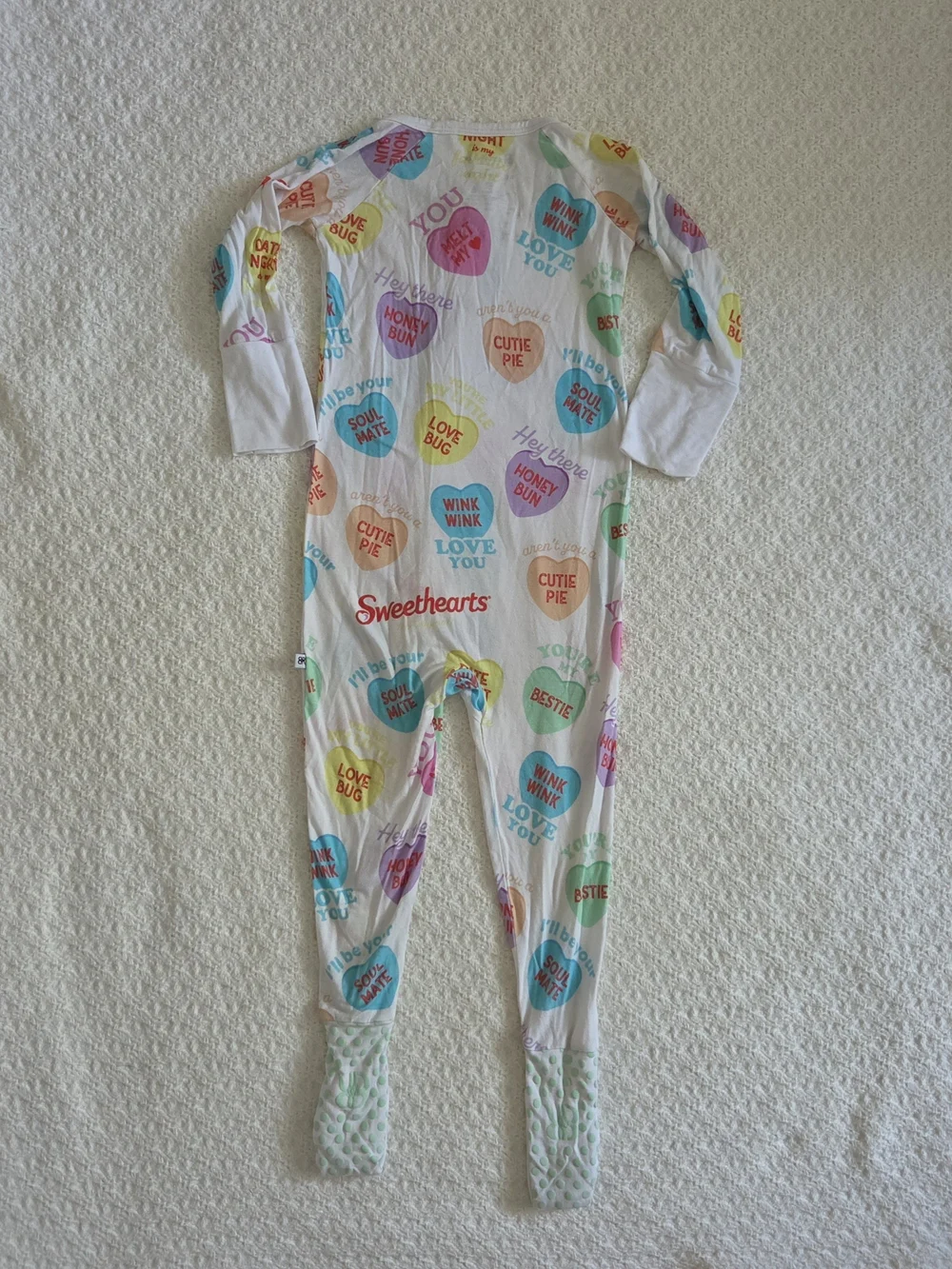 Bums and Roses Sweethearts Bamboo Toddler Girl Convertible One-Piece Pajamas 2T